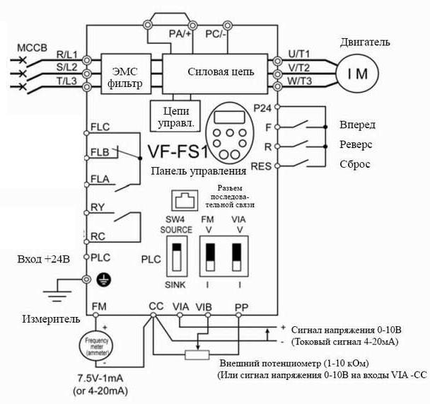 Схема частотного преобразователя VF-FS1