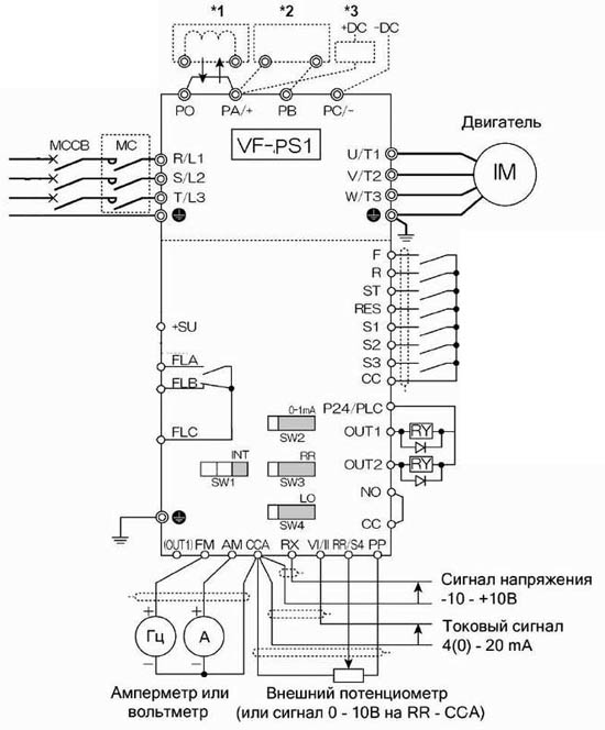 Схема частотного преобразователя VF-PS1