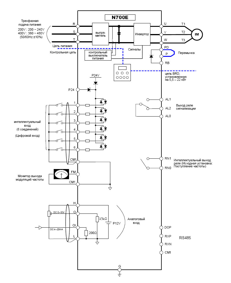Схема подключения преобразователя HYUNDAI N700Е-055HF